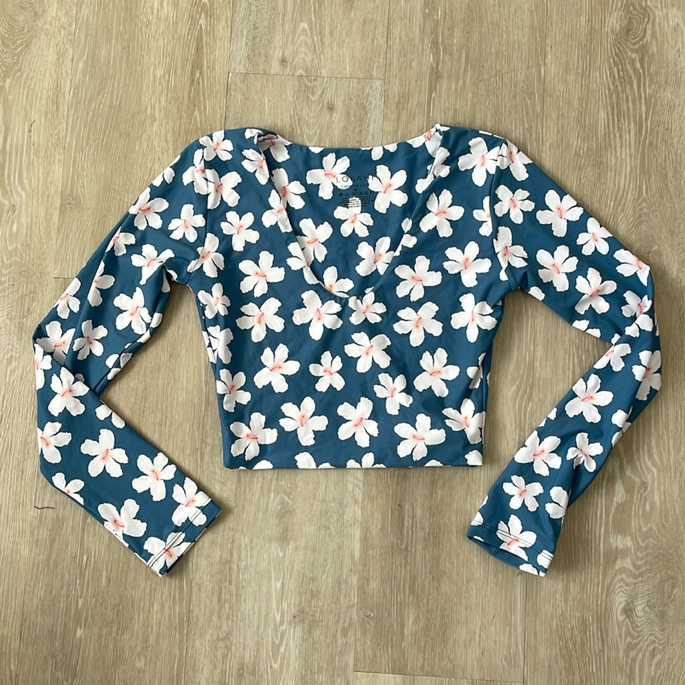 Lokahi Lou Top Size Medium in Teal Hibiscus
